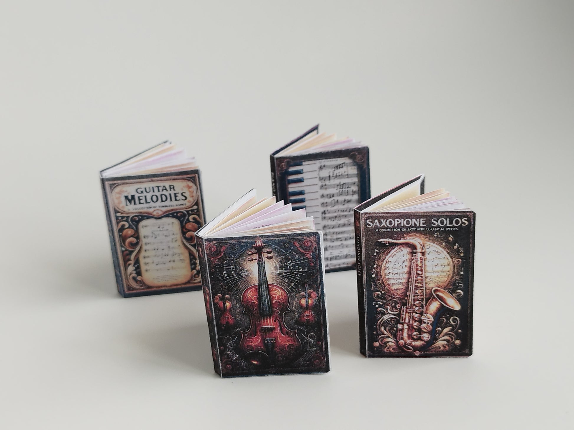 Miniature Music Book Set, 1:6 Scale Dollhouse Accessory (Digital download)