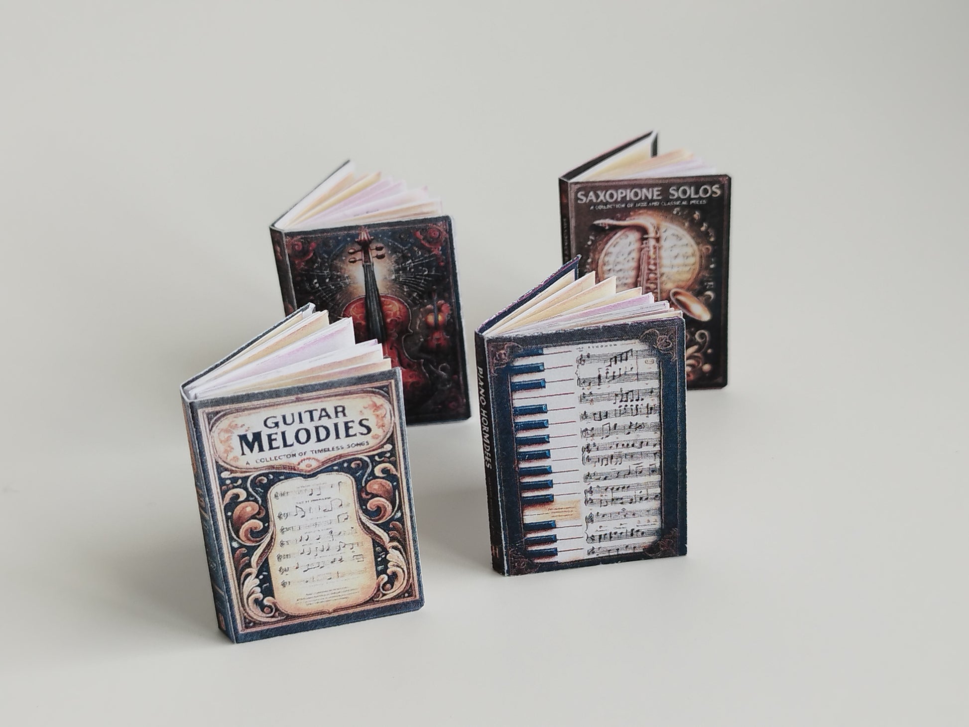 Miniature Music Book Set, 1:6 Scale Dollhouse Accessory (Digital download)