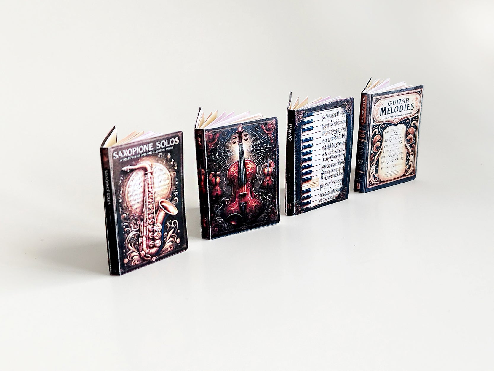 Miniature Music Book Set, 1:6 Scale Dollhouse Accessory (Digital download)