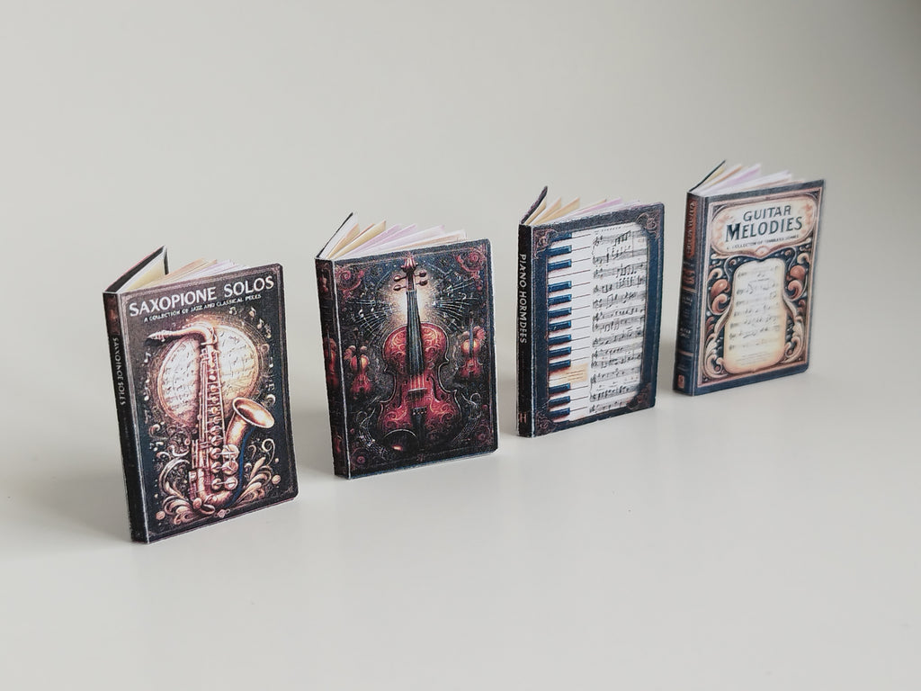 Miniature Music Book Set, 1:6 Scale Dollhouse Accessory (Digital download)