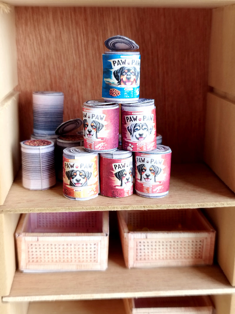 1:6 Miniature Dog Food Cans, Pet Store Printable Template (Digital Download)