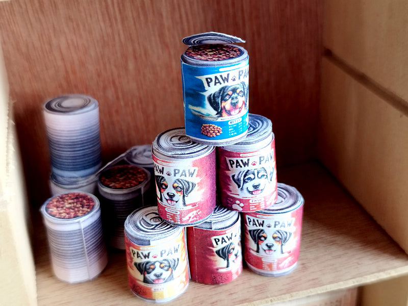 1:6 Miniature Dog Food Cans, Pet Store Printable Template (Digital Download)