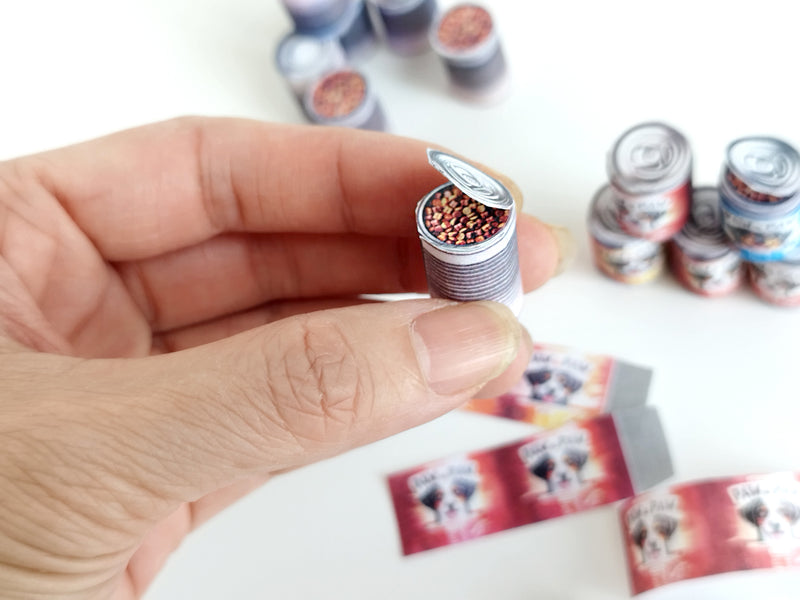 1:6 Miniature Dog Food Cans, Pet Store Printable Template (Digital Download)