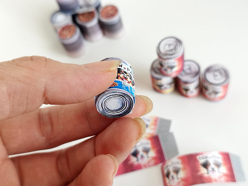 1:6 Miniature Dog Food Cans, Pet Store Printable Template (Digital Download)