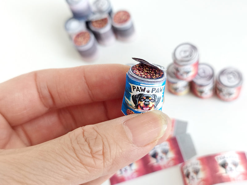 1:6 Miniature Dog Food Cans, Pet Store Printable Template (Digital Download)
