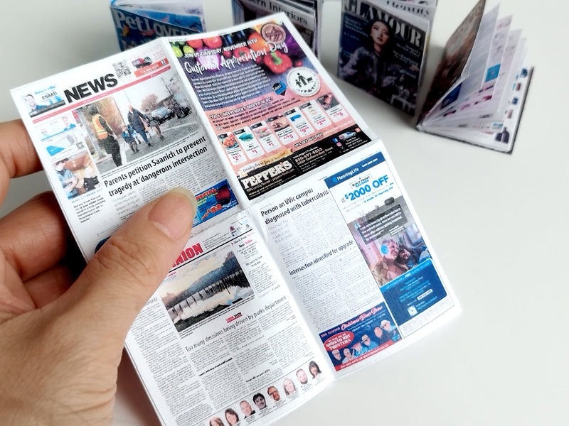 1:6 Scale Dollhouse Magazine & Newspaper, Miniature Decor (PDF Pattern)