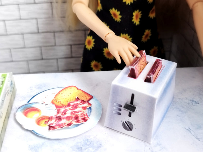 Doll Miniature Toaster Oven, DIY English Breakfast Set (Printable)