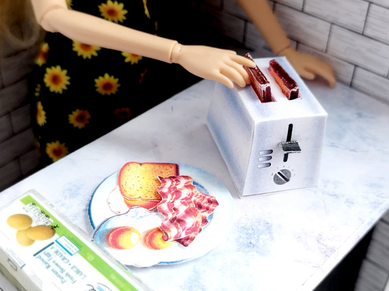 Doll Miniature Toaster Oven, DIY English Breakfast Set (Printable)