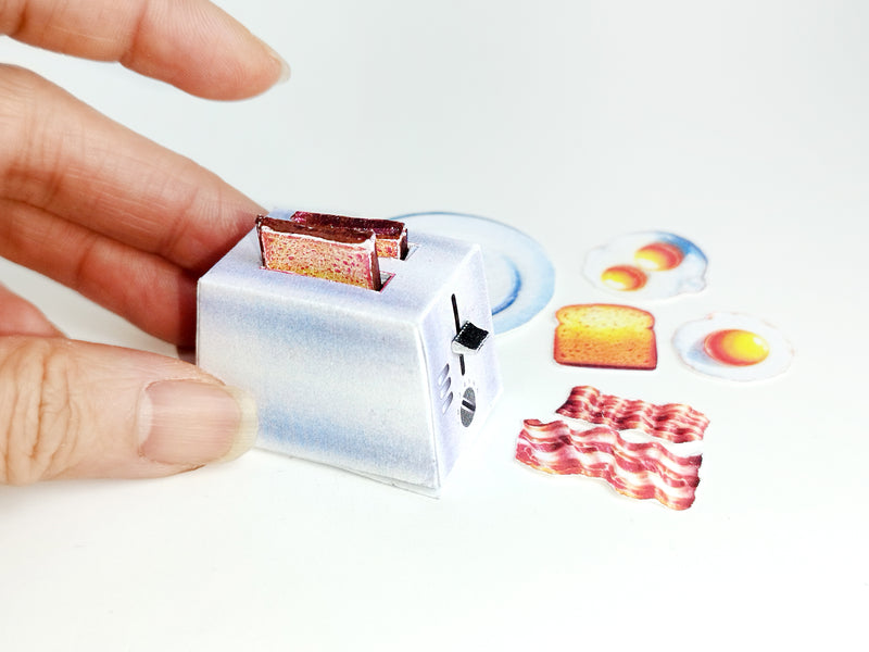 Doll Miniature Toaster Oven, DIY English Breakfast Set (Printable)