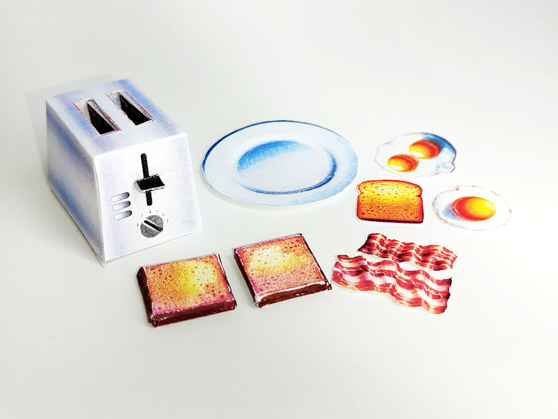 Doll Miniature Toaster Oven, DIY English Breakfast Set (Printable)