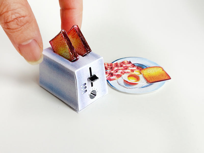 Doll Miniature Toaster Oven, DIY English Breakfast Set (Printable)