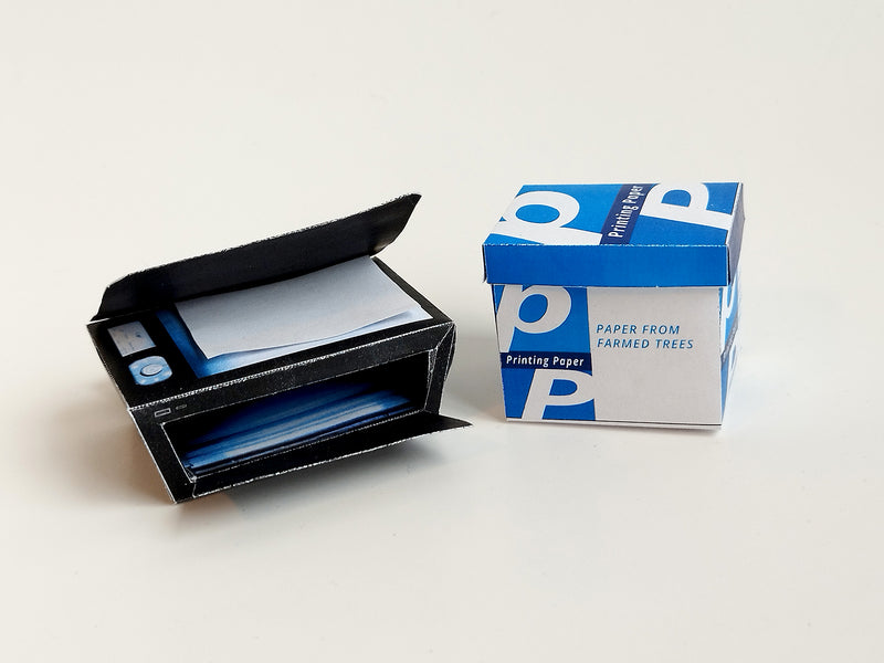 1:6 paper printer and printing paper  -  Designed for crafting dollhouse office space
