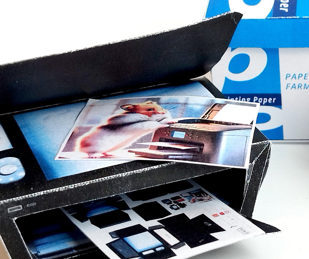 1:6 paper printer and printing paper  -  Designed for crafting dollhouse office space