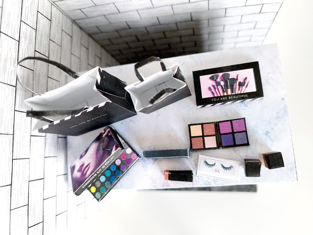 1:6 Scale Dollhouse Makeup Set, Cosmetic Accessories (PDF Pattern)
