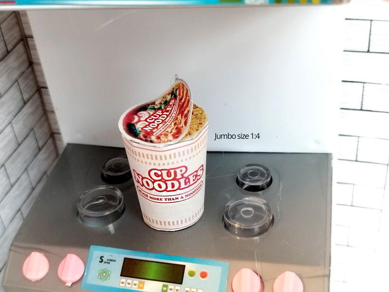 1:6 Scale Instant Cup Noodles Set – Printable Dollhouse Miniature Food (Digital Download)