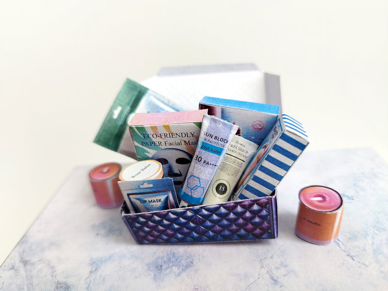 DIY Dollhouse Skincare Miniatures, 1:6 Scale Printable PDF (11 items Facial Masks, Cream)