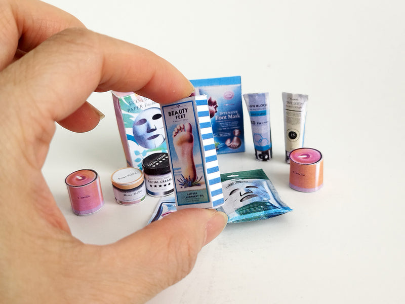 DIY Dollhouse Skincare Miniatures, 1:6 Scale Printable PDF (11 items Facial Masks, Cream)