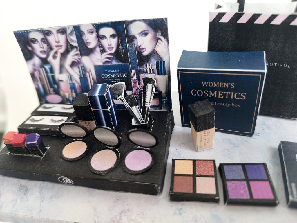 16 items make up and Cosmetic Display - DIY for 1:6 dollhouse