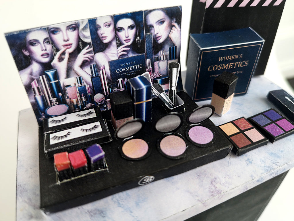 16 items make up and Cosmetic Display - DIY for 1:6 dollhouse