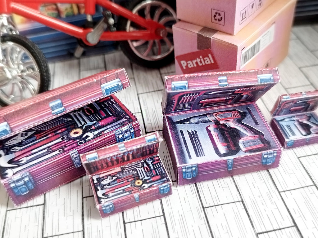 1:6 and 12 scales Tool Boxes -  Hand Tool Kit that using in dollhouse garage