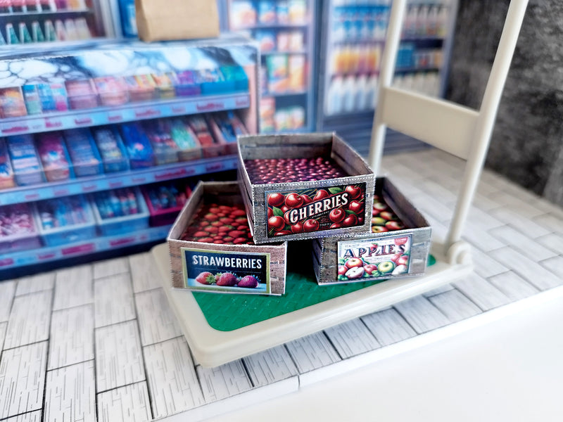 1:12 Scale Wooden Fruit Boxes, Doll Market Printable Template (PDF)
