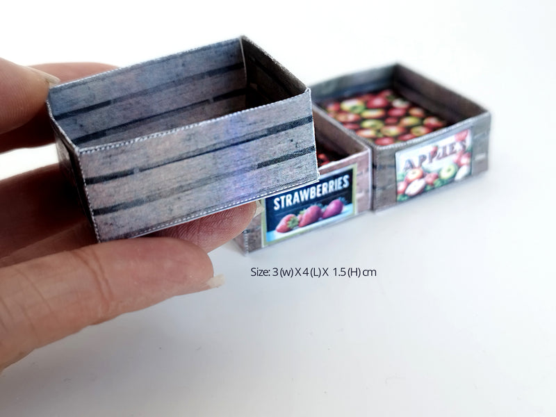 1:12 Scale Wooden Fruit Boxes, Doll Market Printable Template (PDF)