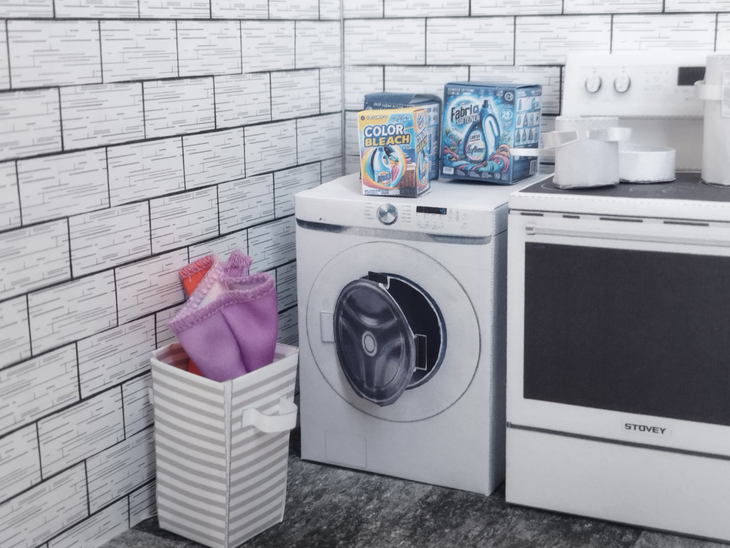 1:12 laundry setup washing machine & detergents for dolls and barbies dollhouse laundry room miniature play 5 styles