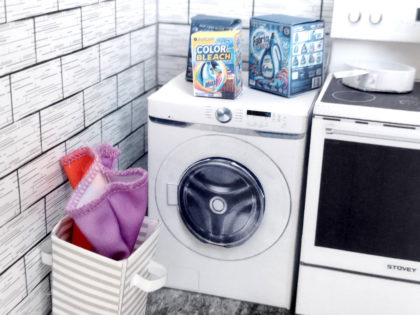 1:12 laundry setup washing machine & detergents for dolls and barbies dollhouse laundry room miniature play 5 styles