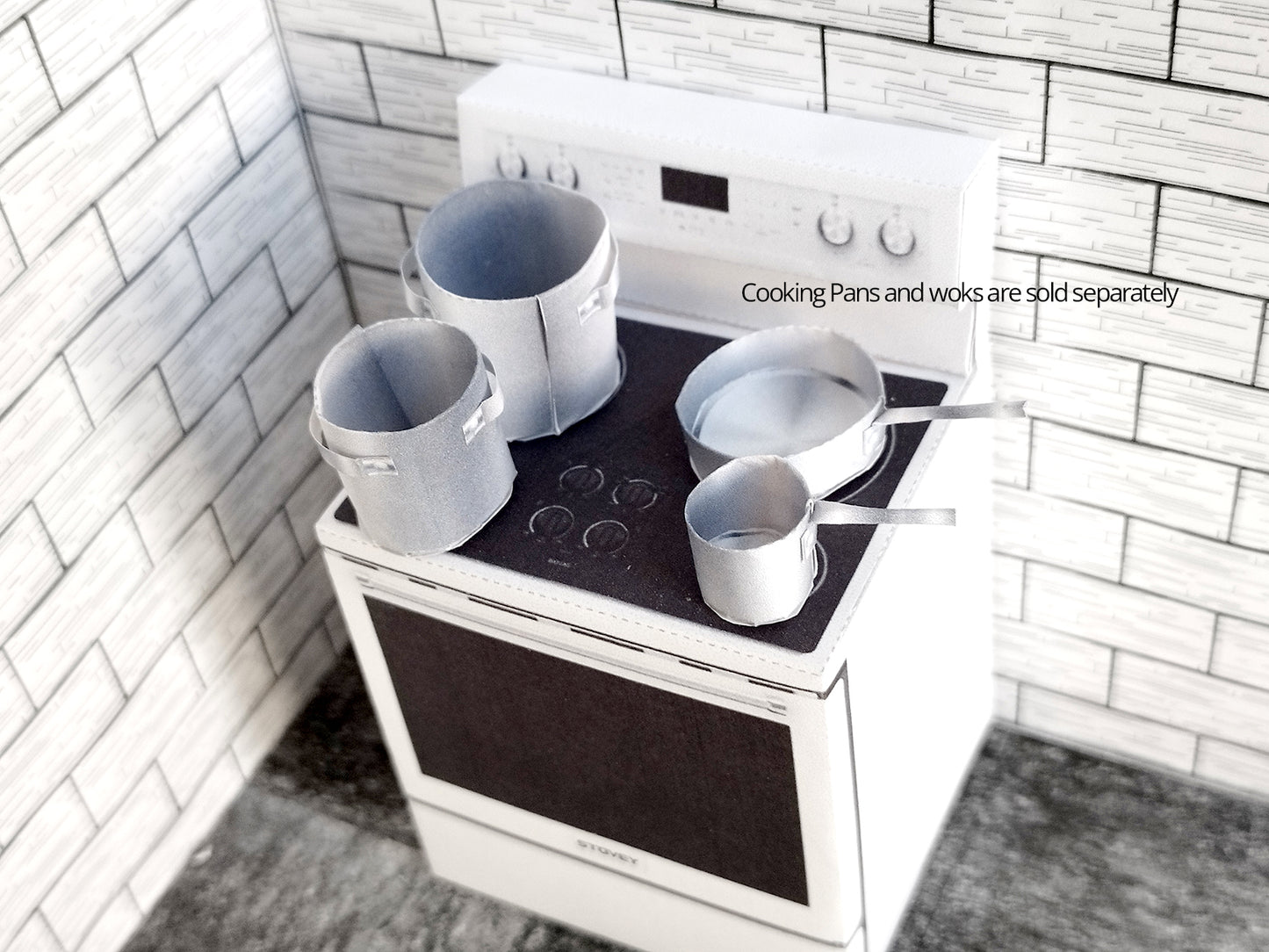 1:12 Kitchen Stove - Printable Dollhouse furniture,  DIY, printable miniature template