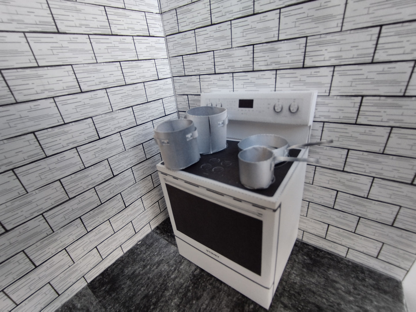 1:12 Kitchen Pots and pans- Printable Dollhouse furniture,  DIY, printable miniature template