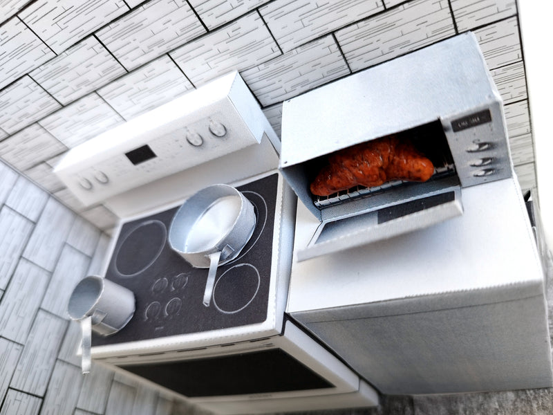 1:12 Scale Openable Dollhouse Oven – Printable Miniature Kitchen Appliance (PDF)