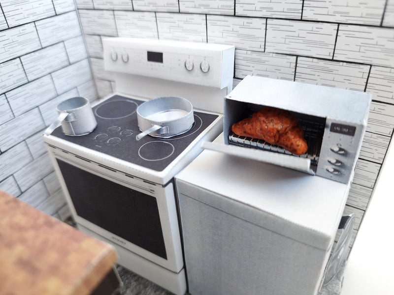 1:12 Scale Openable Dollhouse Oven – Printable Miniature Kitchen Appliance (PDF)