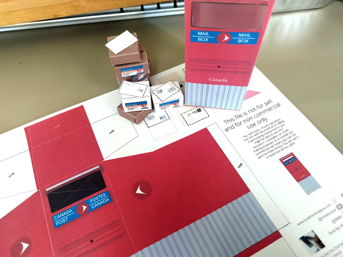Mini Canada Post Box 1:12 post office mail box packages with envelops, canada post mail box ...