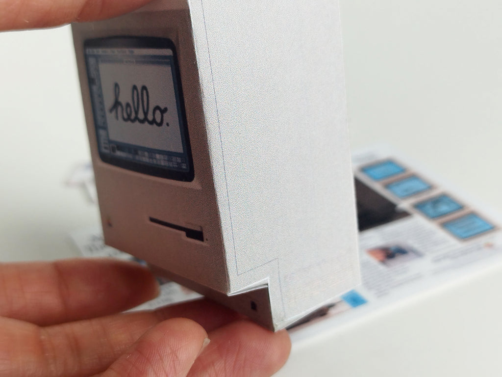 Printable DIY Macintosh computer 128K Christmas gift dolls office tool desk top for dollhouse ,5 items, 1:6 vintage miniatures