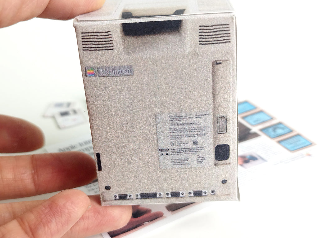 Printable DIY Macintosh computer 128K Christmas gift dolls office tool desk top for dollhouse ,5 items, 1:6 vintage miniatures