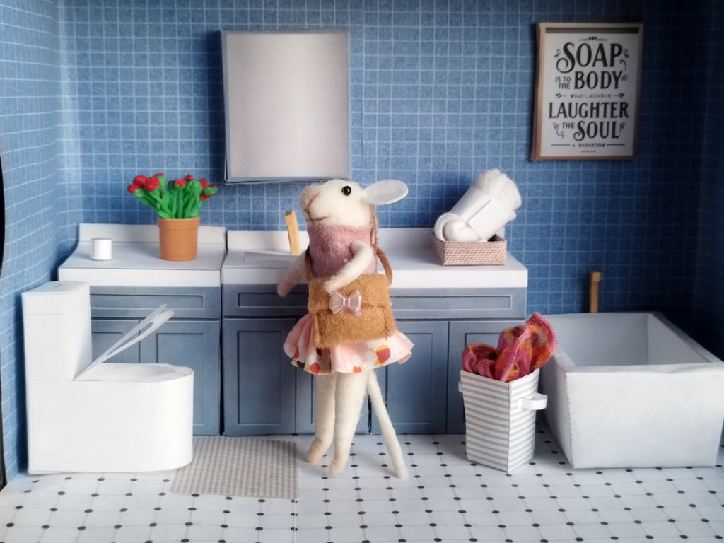 BMM Shoe Box Miniature, 1:12/ 4-5 inch doll , Bathroom scenes 10 in 1, Sink, Tub, Toilet, mirror,Printable Dollhouse furniture, DIY, recycle project, diorama