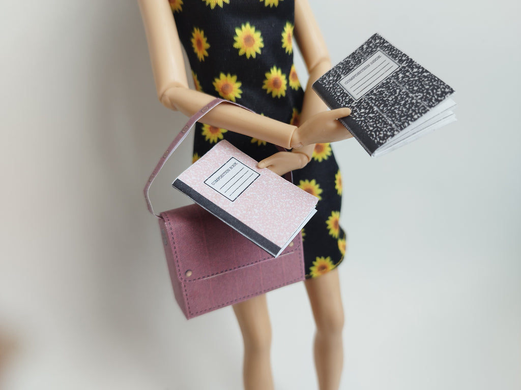 1:6 School bag and notebook, DIY miniatures, children project and paper craft