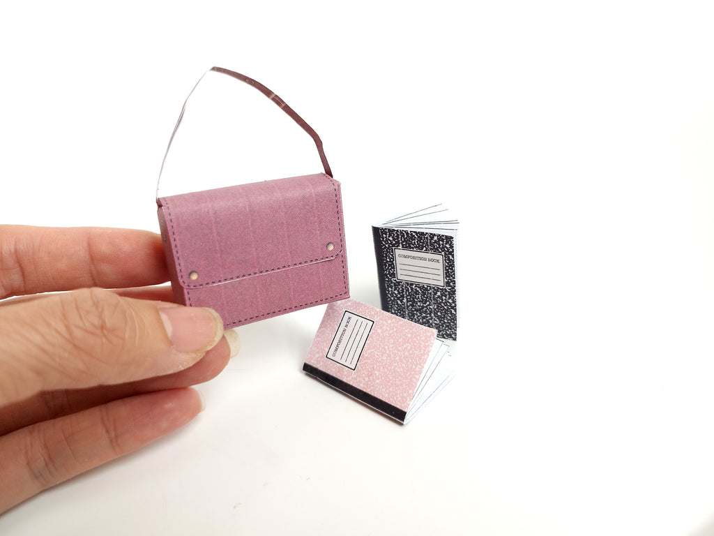 1:6 School bag and notebook, DIY miniatures, children project and paper craft