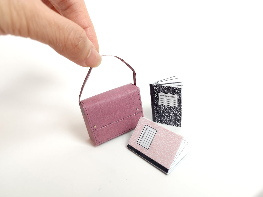 1:6 School bag and notebook, DIY miniatures, children project and paper craft