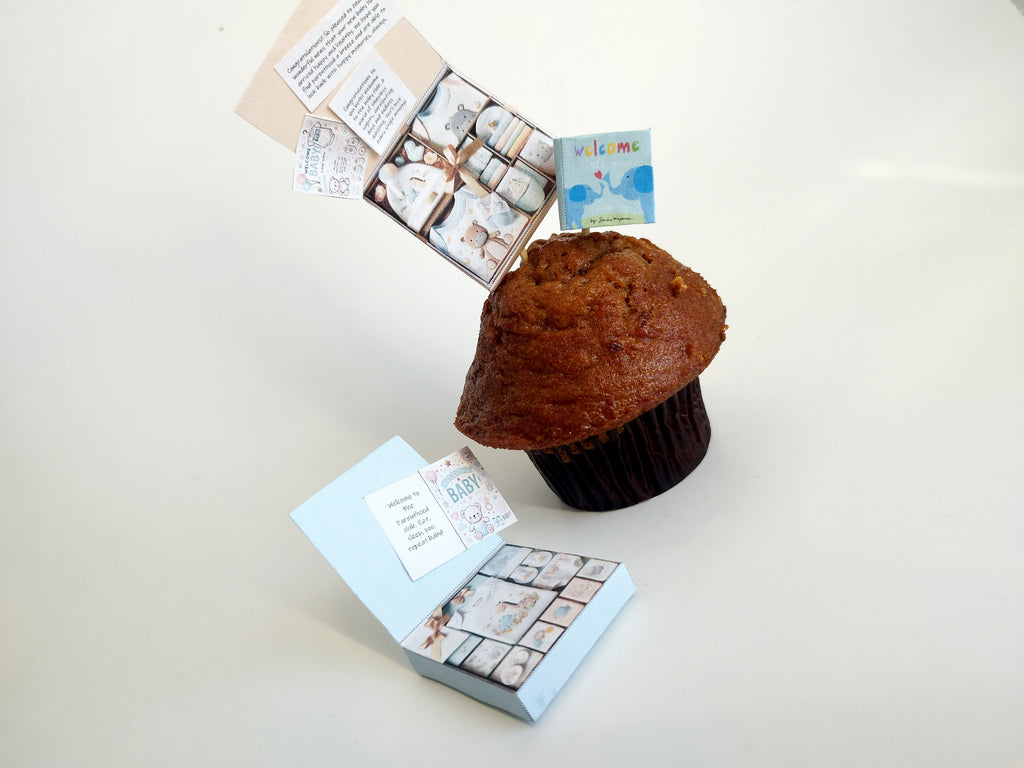 Adorn your dollhouse or baby shower cake with our adorable 1:6 Baby Clothes Set and Book!