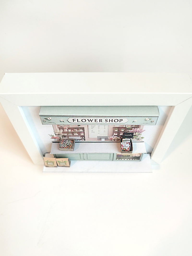 5x7" Florist, Flower Shop, DIY miniature, instant download template, shadow box gift, soile and seed