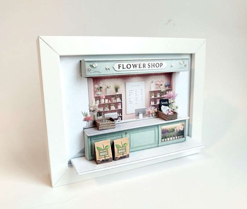 5x7" Florist, Flower Shop, DIY miniature, instant download template, shadow box gift, soile and seed