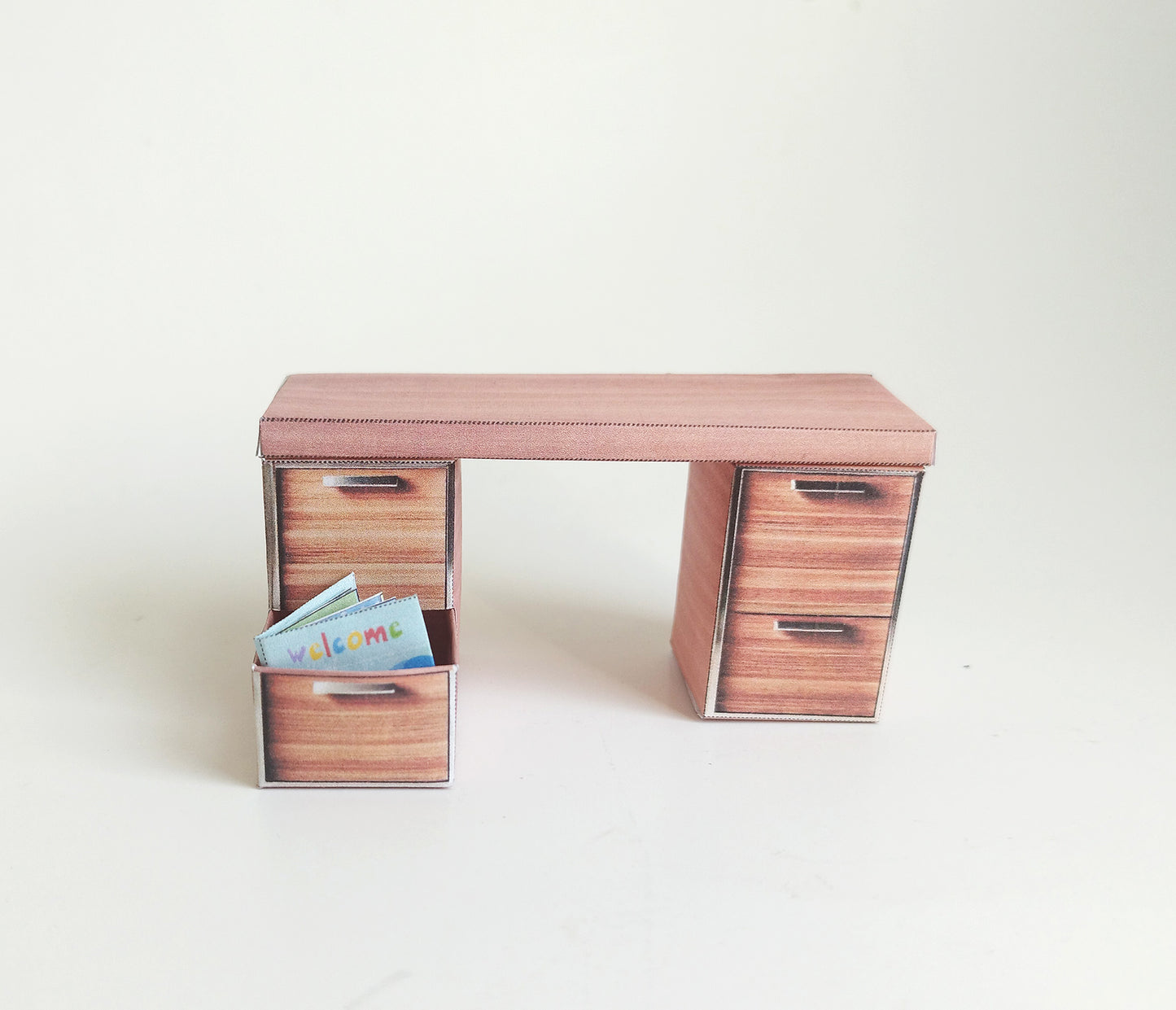 1:12 Bedroom mini wooden Desk, openable drawer - Printable Dollhouse furniture,  DIY, printable miniature template, BMM shoe box miniature