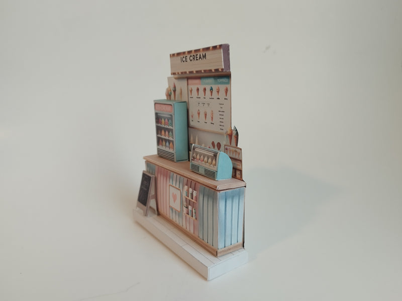 Ice Cream Shop Miniature – DIY 3D Paper Craft Kit (Printable)