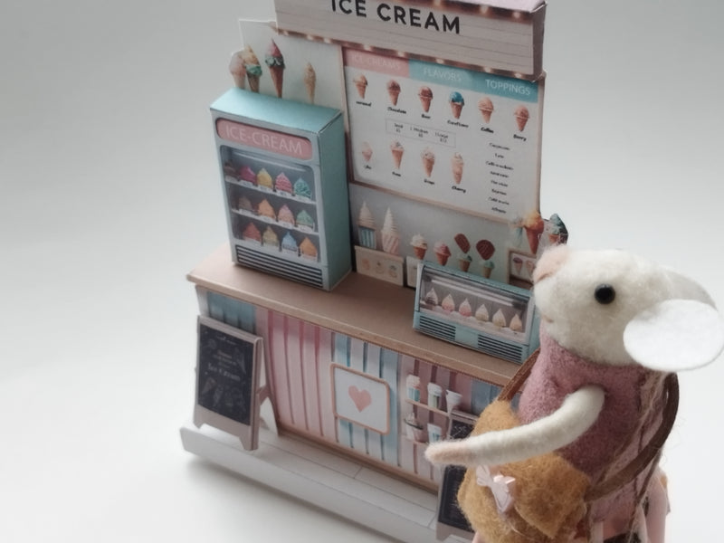 Ice Cream Shop Miniature – DIY 3D Paper Craft Kit (Printable)