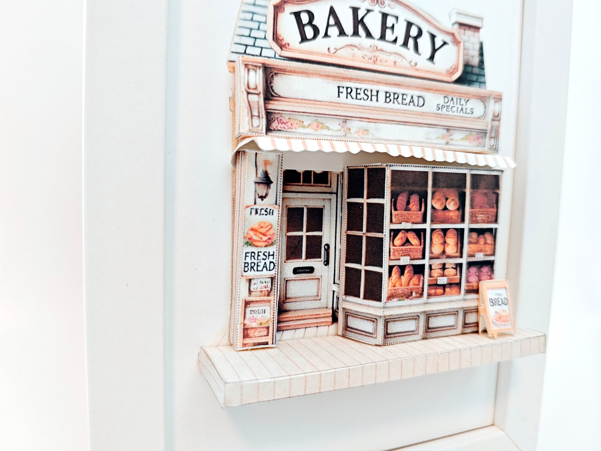 -5x7"- Bakery Store pop-up frame, DIY miniature scenery kit, instant download template, shadow box gift, Bread Shop, mini house, mini shop