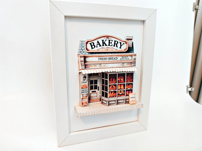 Bakery Store 5*7 inchespop-up frame, DIY miniature scenery kit, instant download template, shadow box gift, Bread Shop, mini house, mini shop