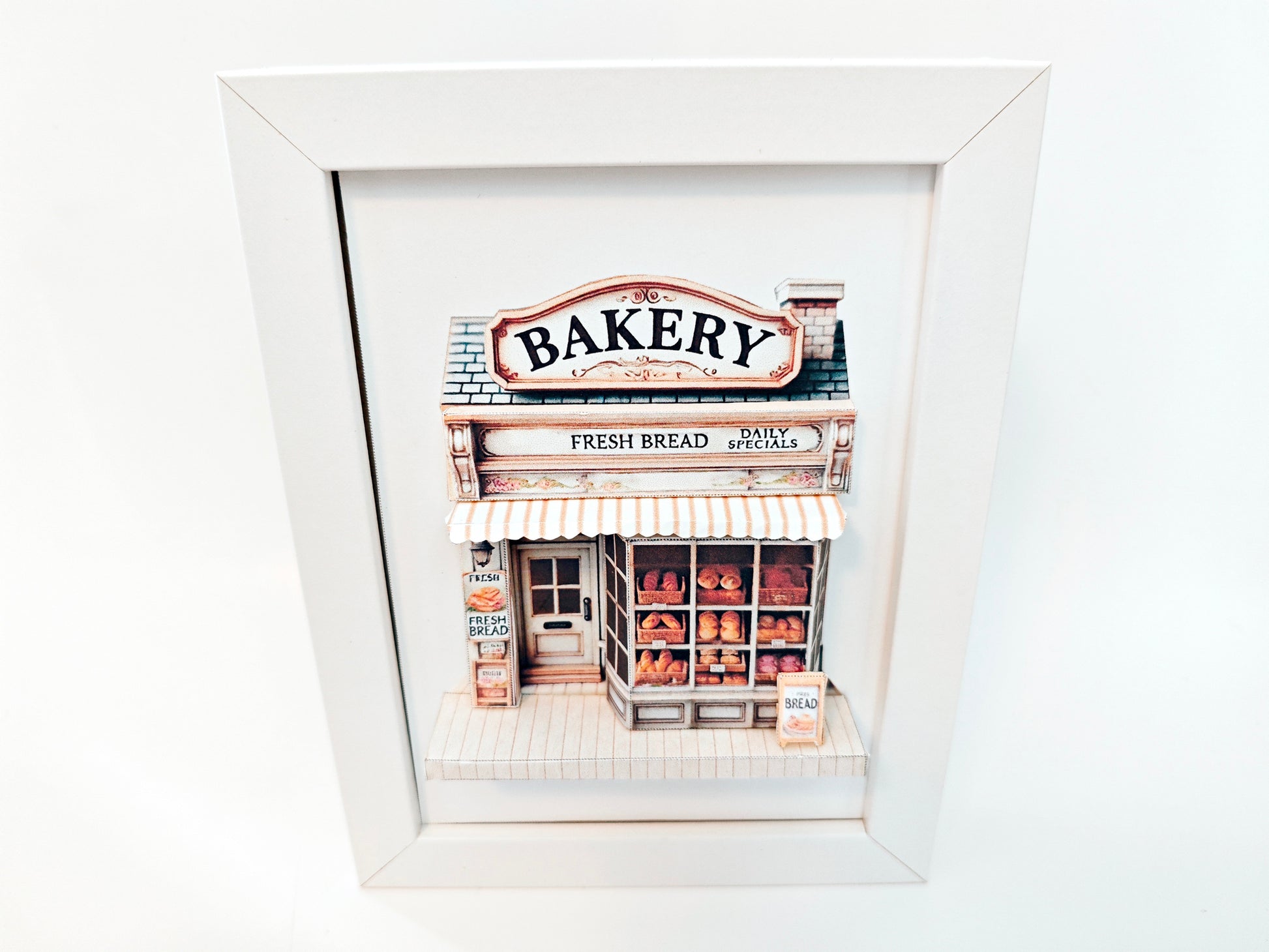 -5x7"- Bakery Store pop-up frame, DIY miniature scenery kit, instant download template, shadow box gift, Bread Shop, mini house, mini shop