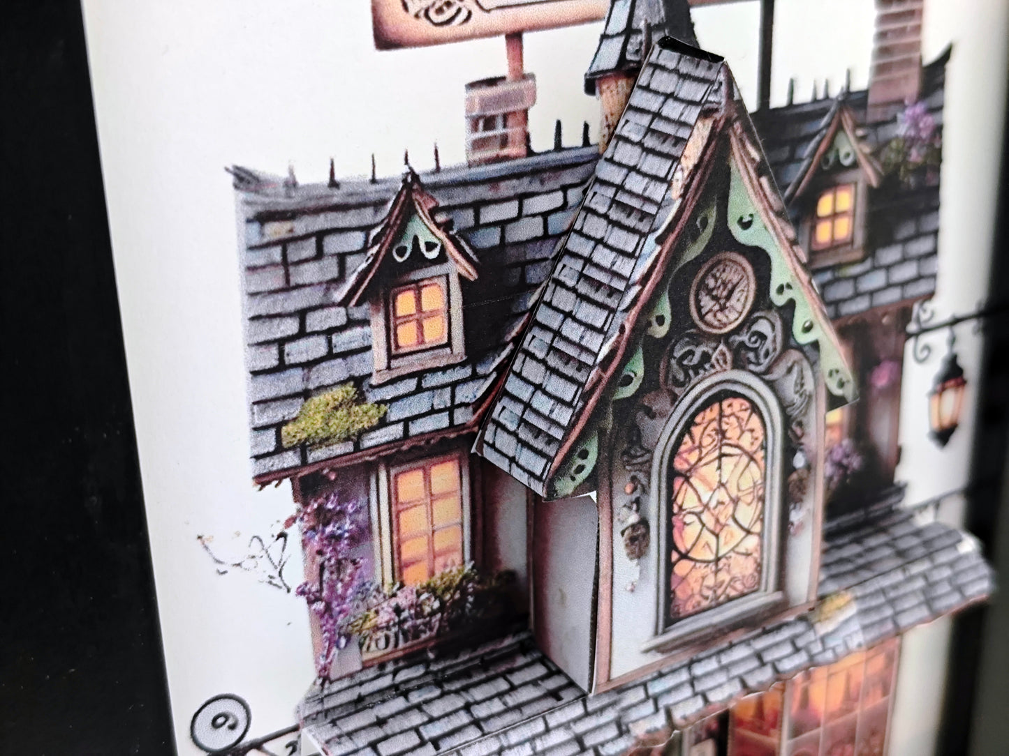 -5x7"- Halloween Witch House pop-up frame, DIY miniature scenery kit, instant download template, shadow box gift, , mini house, mini shop