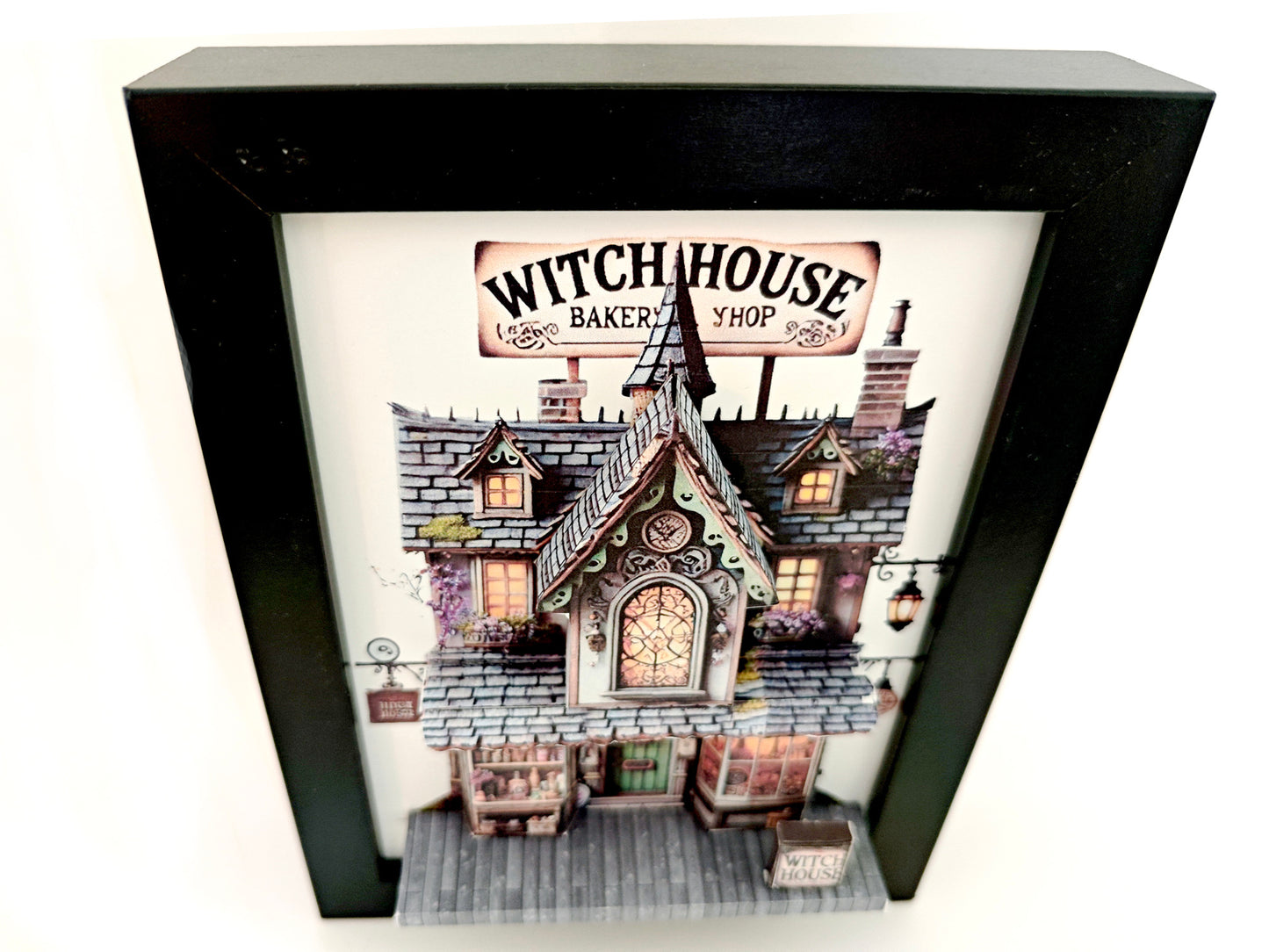 -5x7"- Halloween Witch House pop-up frame, DIY miniature scenery kit, instant download template, shadow box gift, , mini house, mini shop